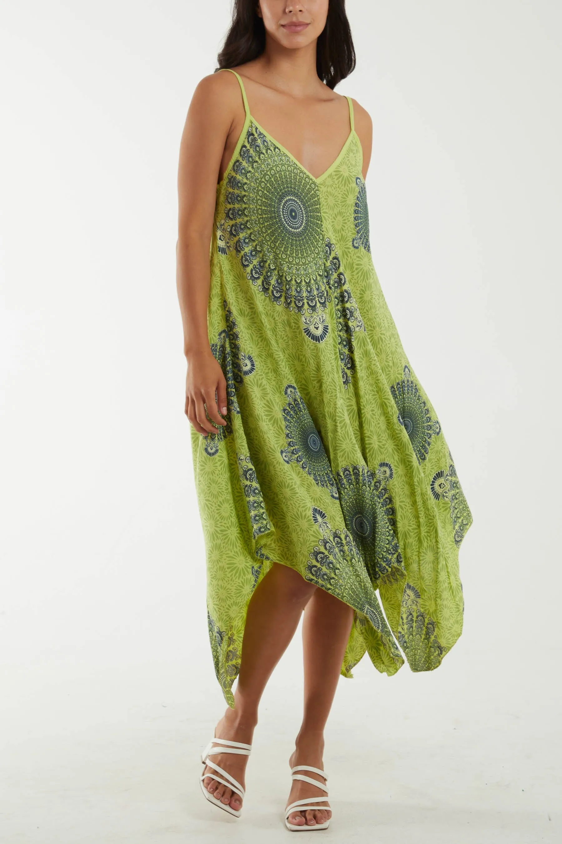 Mandala Flower Hanky Hem Cami Dress