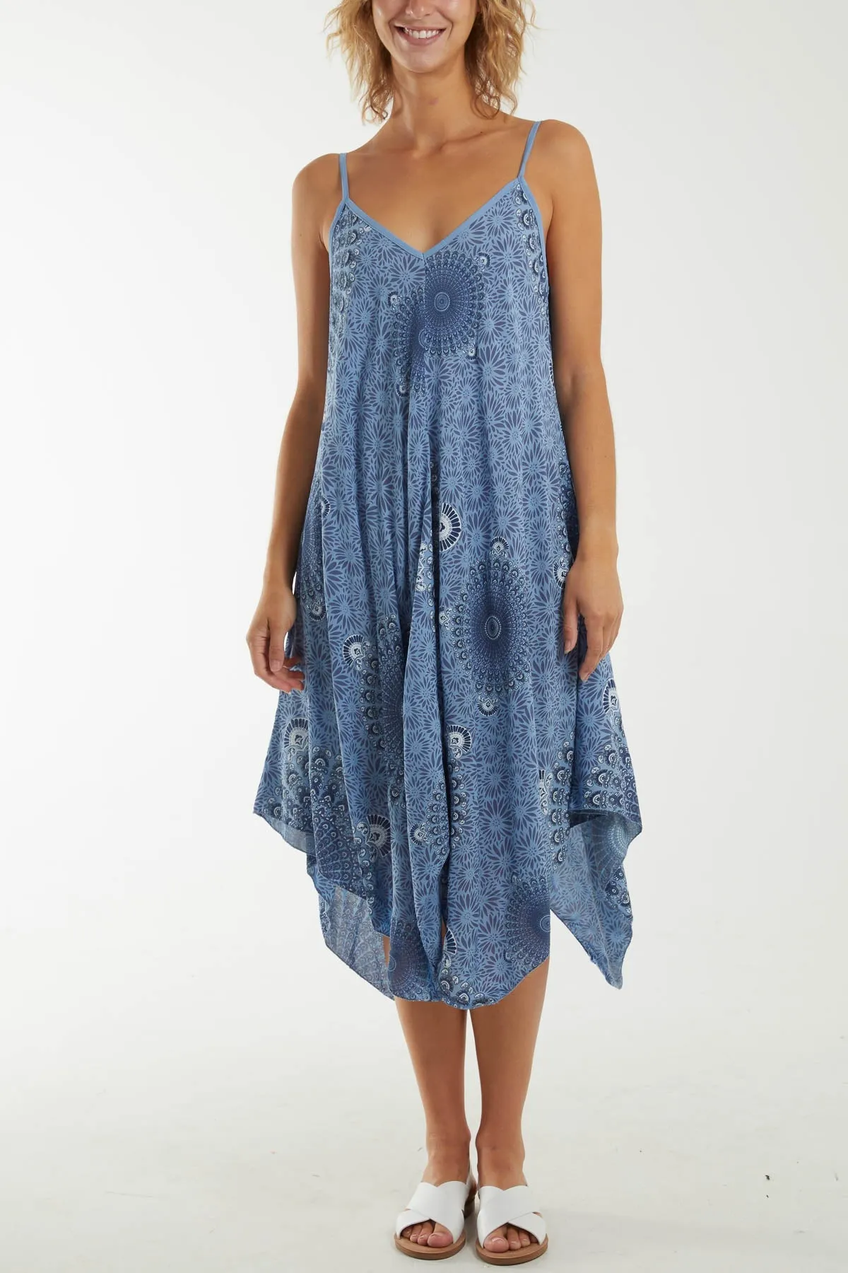 Mandala Flower Hanky Hem Cami Dress
