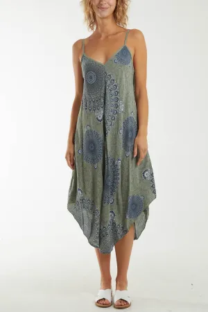 Mandala Flower Hanky Hem Cami Dress