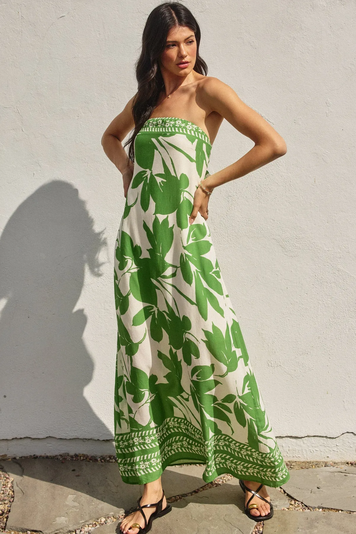 Marbella Strapless Tie Back Maxi Dress
