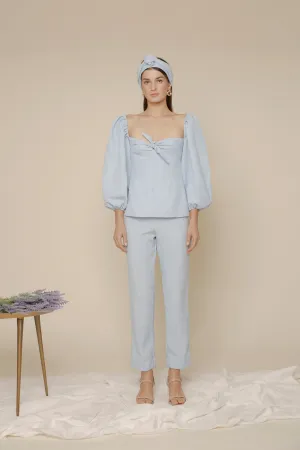MARI PANTS High Waist Slim Trouser (Light Blue Chambray)