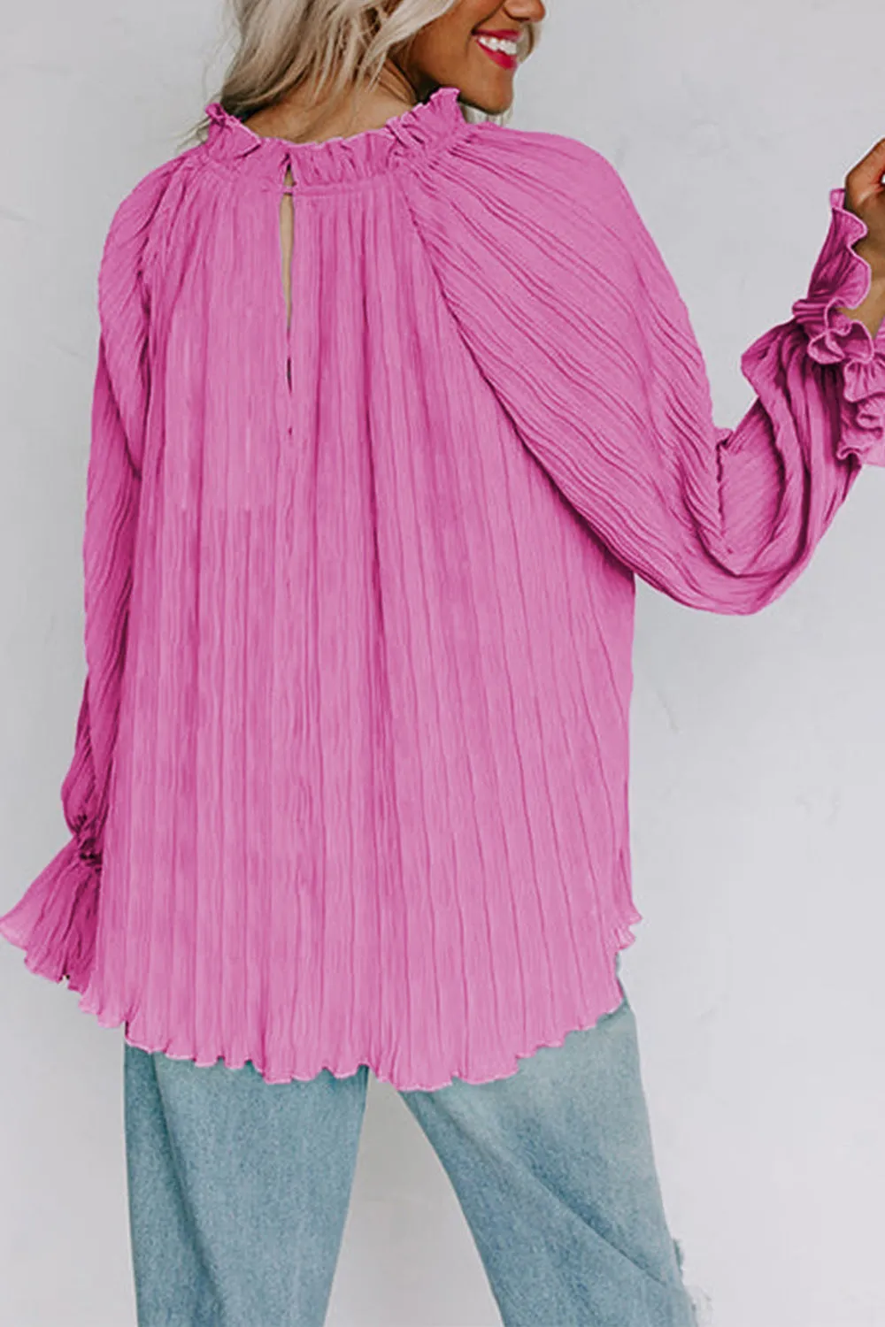 Marley Round Neck Flounce Sleeve Blouse