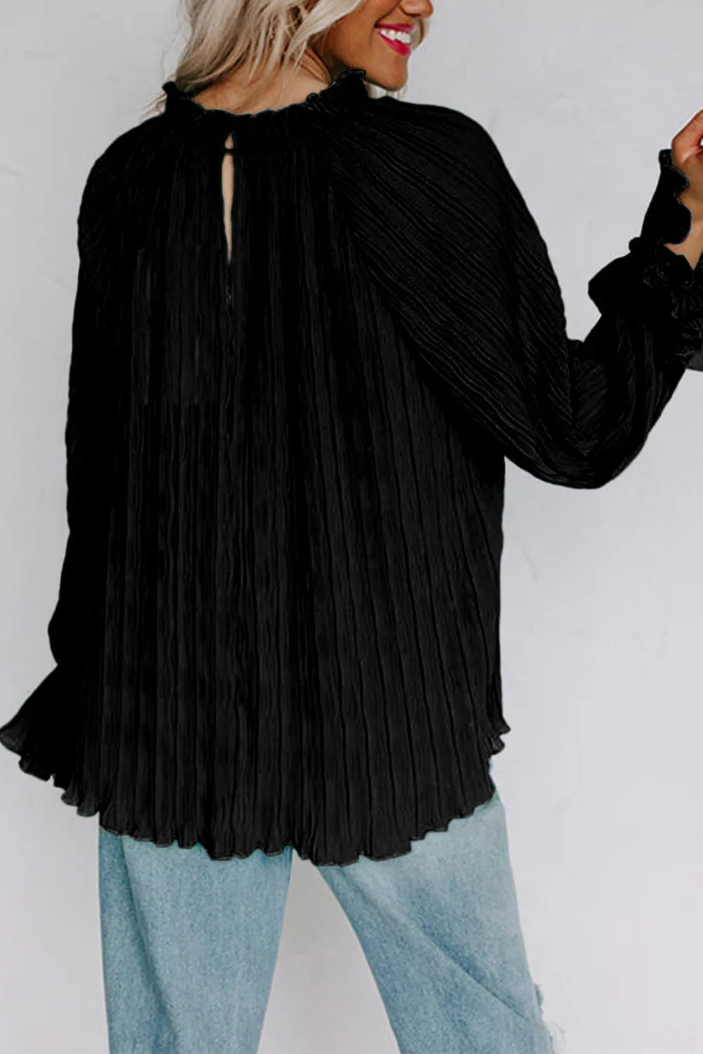 Marley Round Neck Flounce Sleeve Blouse