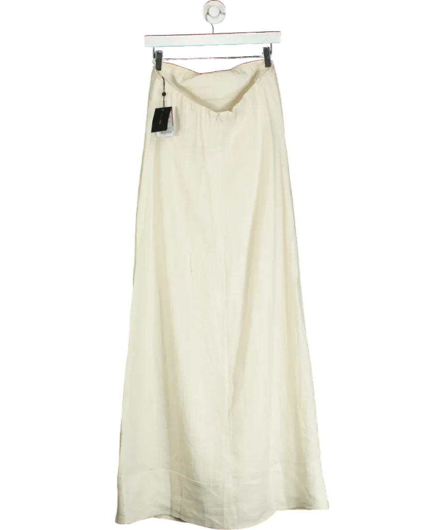 Massimo Dutti Cream Linen Strapless Midi Dress UK M
