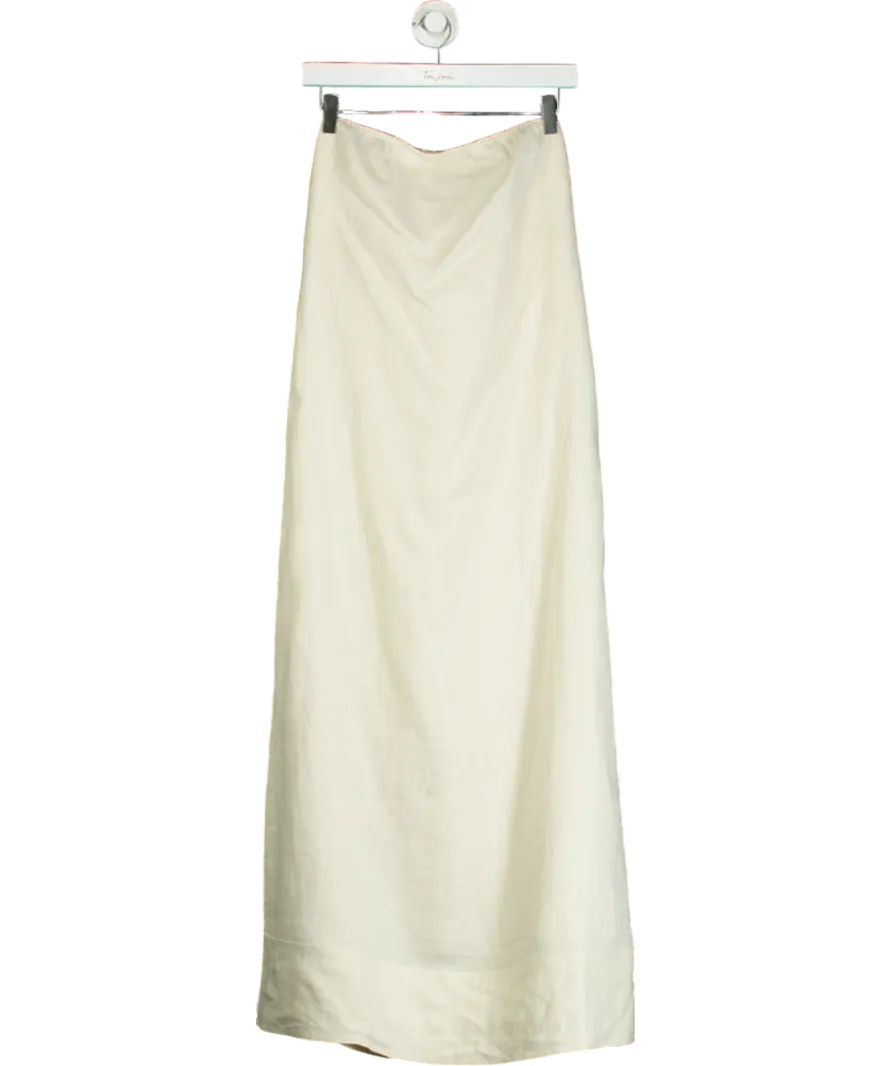 Massimo Dutti Cream Linen Strapless Midi Dress UK M