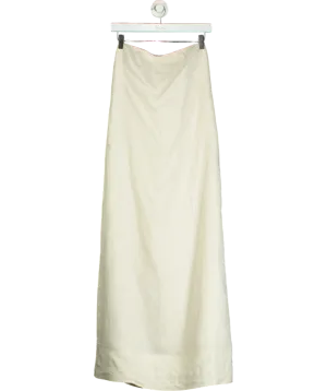 Massimo Dutti Cream Linen Strapless Midi Dress UK M