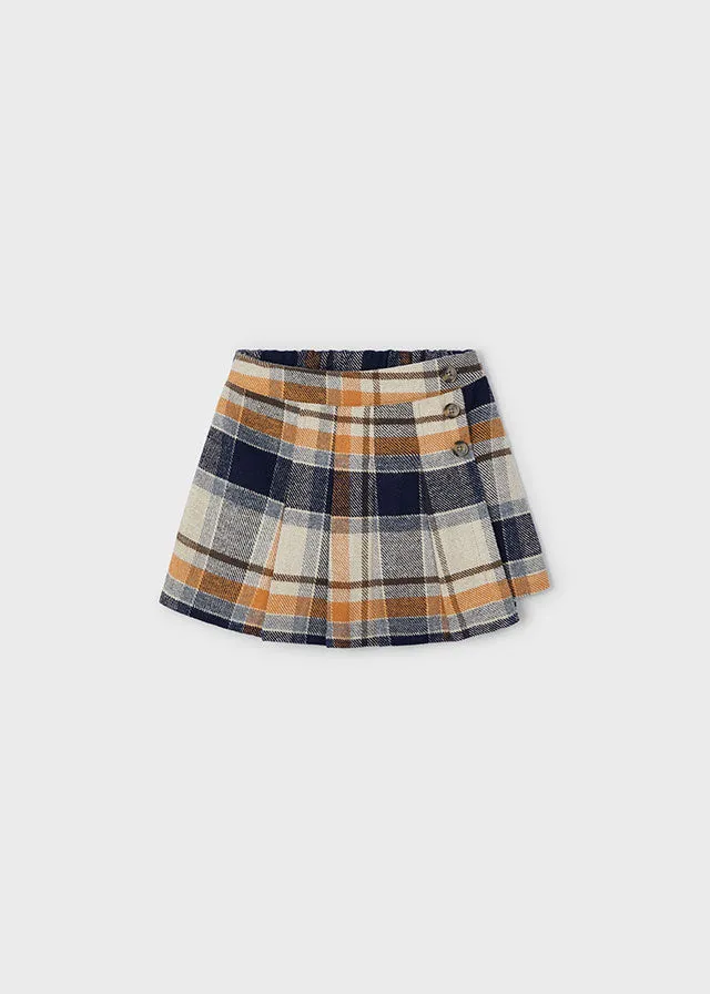 Mayoral 4069 Tee-Shirt and Hair Scrunchie with 4909 Navy Plaid Shorts In Stock Now