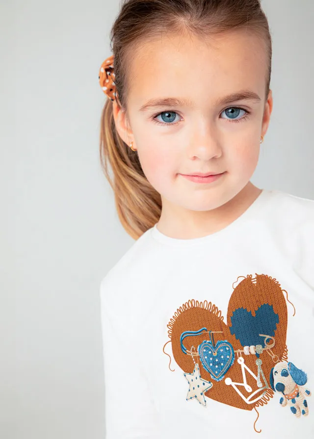 Mayoral 4069 Tee-Shirt and Hair Scrunchie with 4909 Navy Plaid Shorts In Stock Now