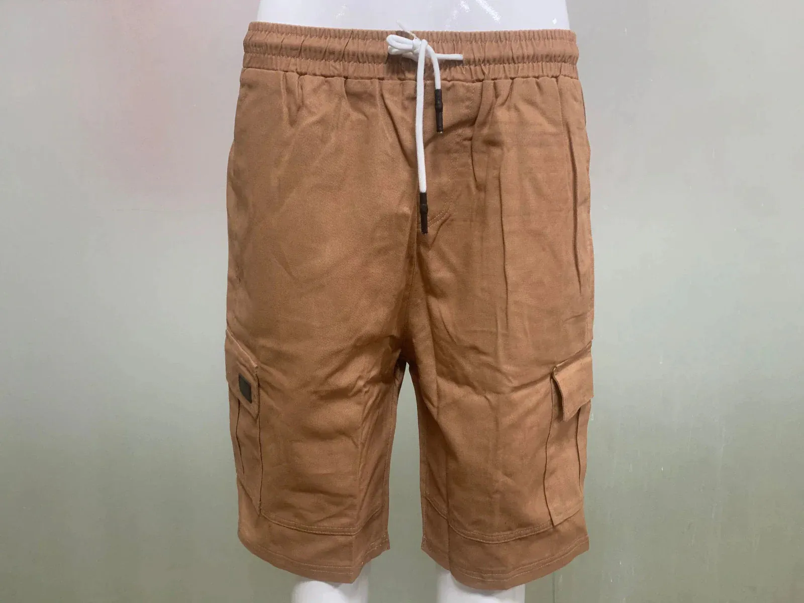 Men Casual Chino Cargo Shorts Elastic Waist Drawstring 6 Pockets Summer Trousers