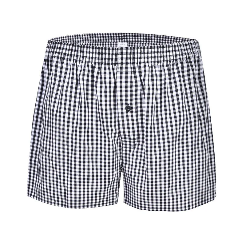 Men's Casual Loose Home Pants Plaid Shorts