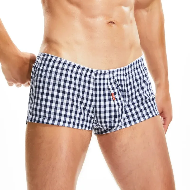 Men's Underwear Boxers Cotton Underpants High Quality Male Panties Boxer Shorts Plaid Point Comfortable Lounge Loose Underwears