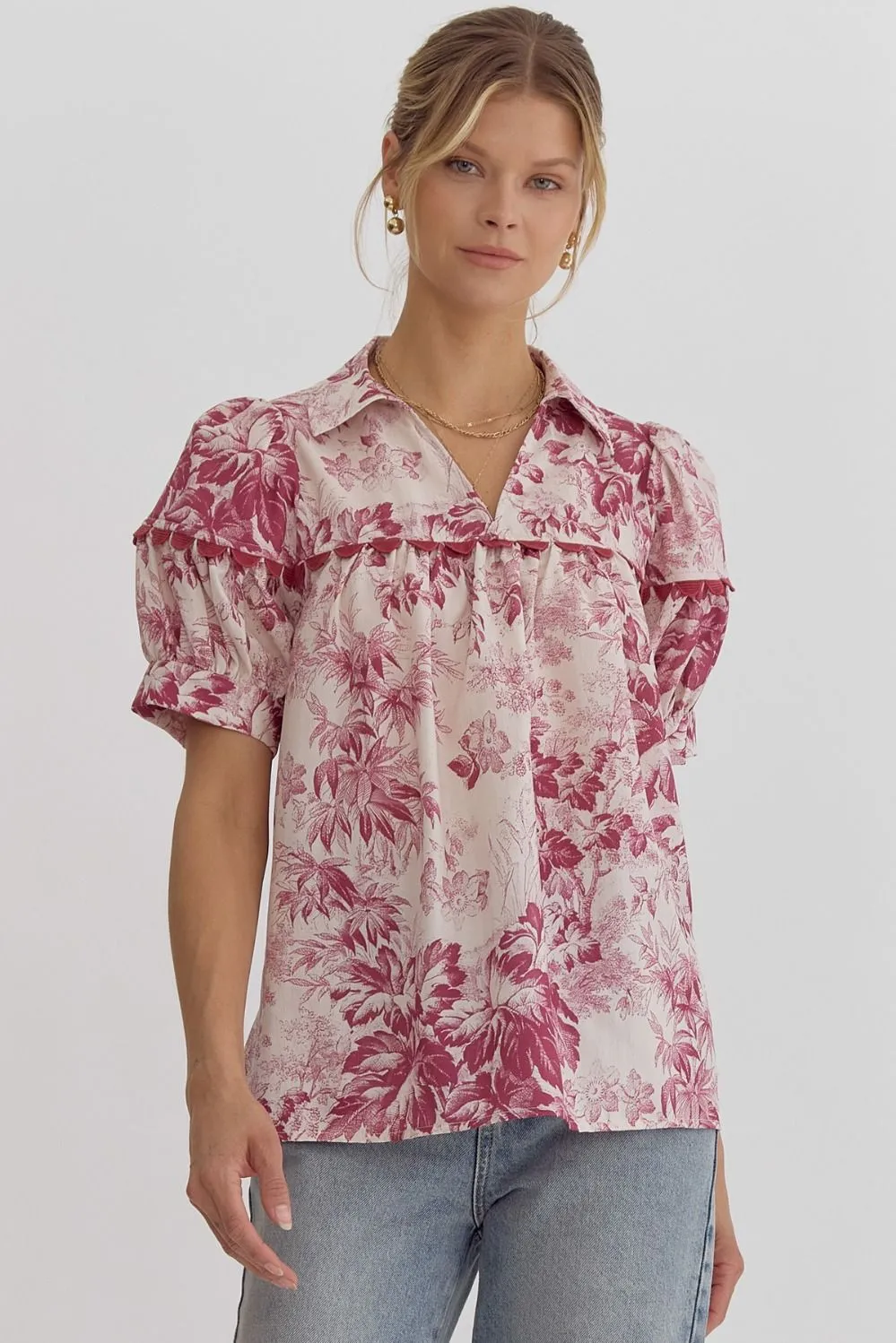 Merlot Toile Blouse