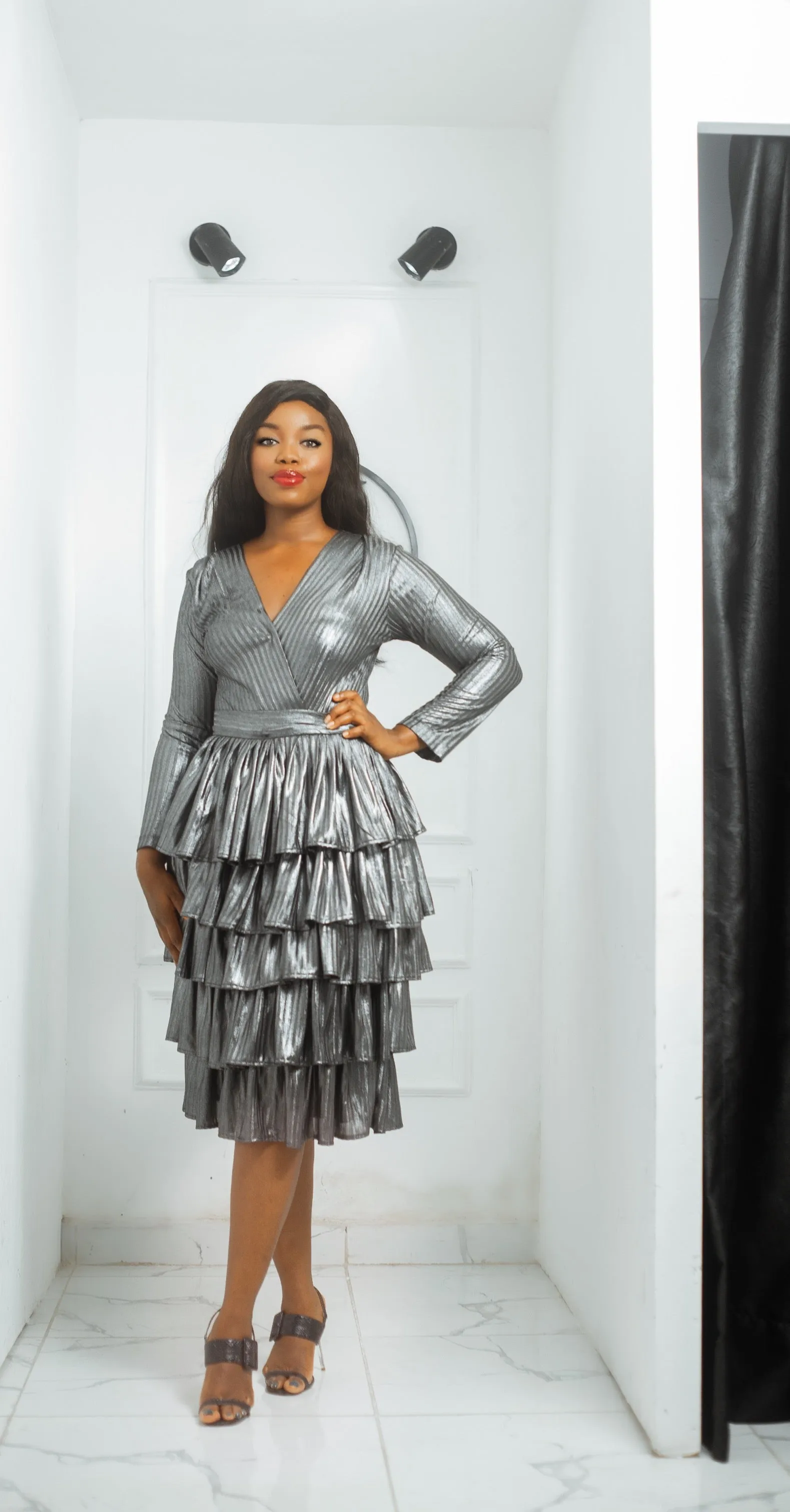 Metallic Tiered Skirt Set