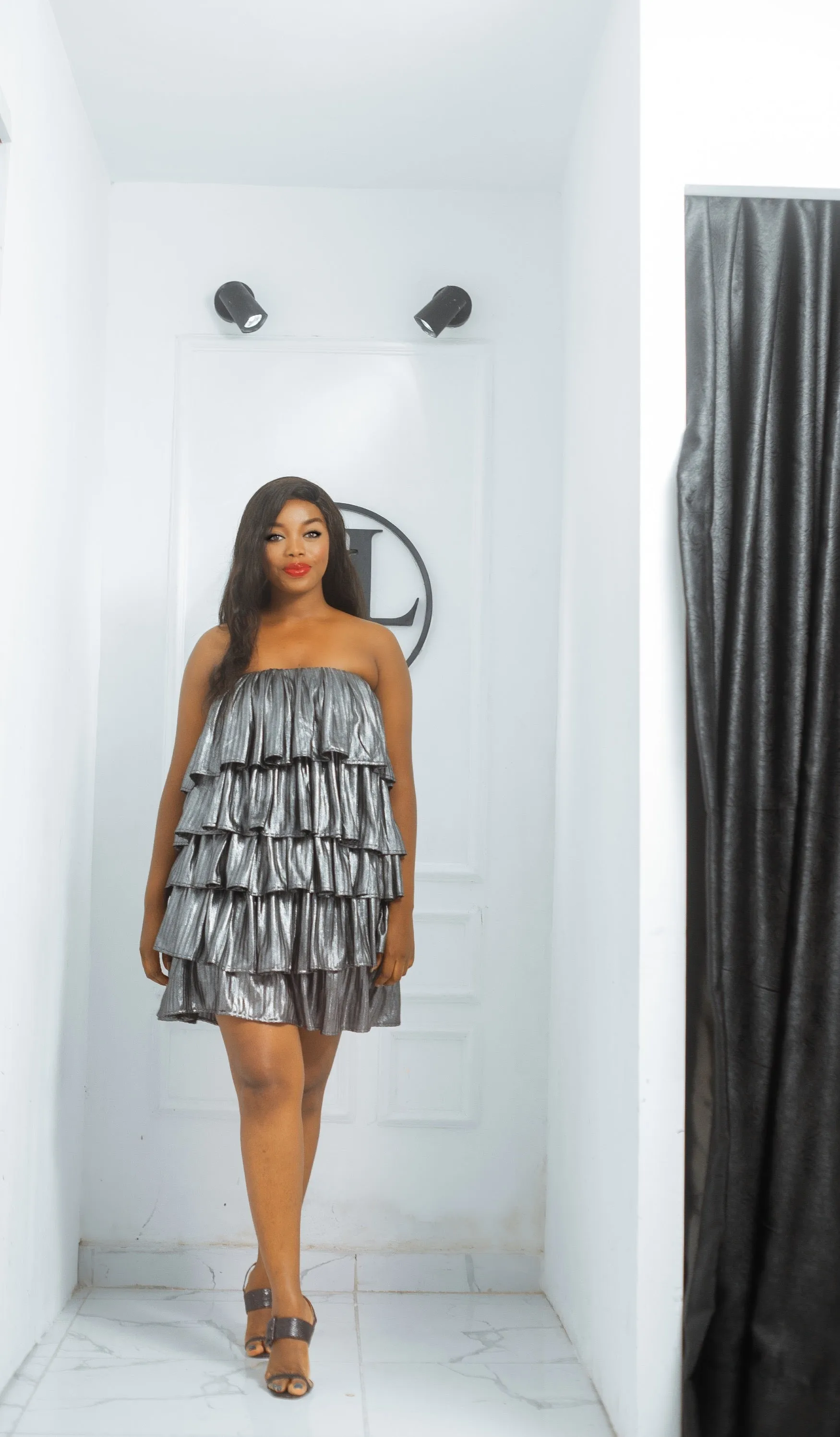 Metallic Tiered Skirt Set