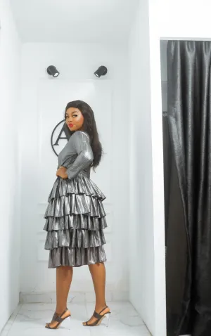 Metallic Tiered Skirt Set