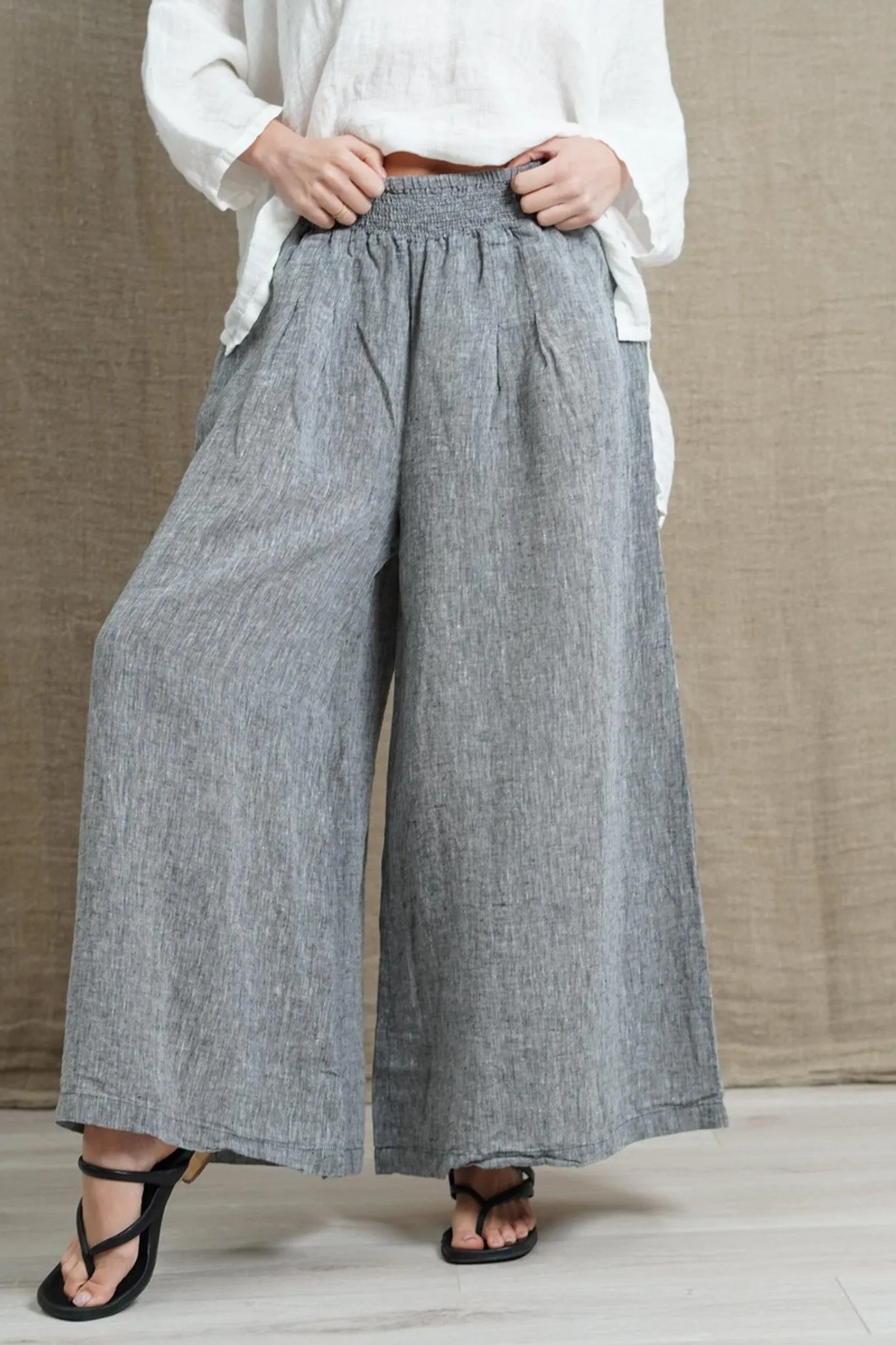 Mia Linen Pant - Chambray Grey