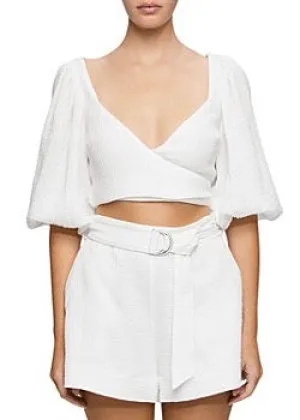 Mila Puff Sleeve Wrap Top (White)
