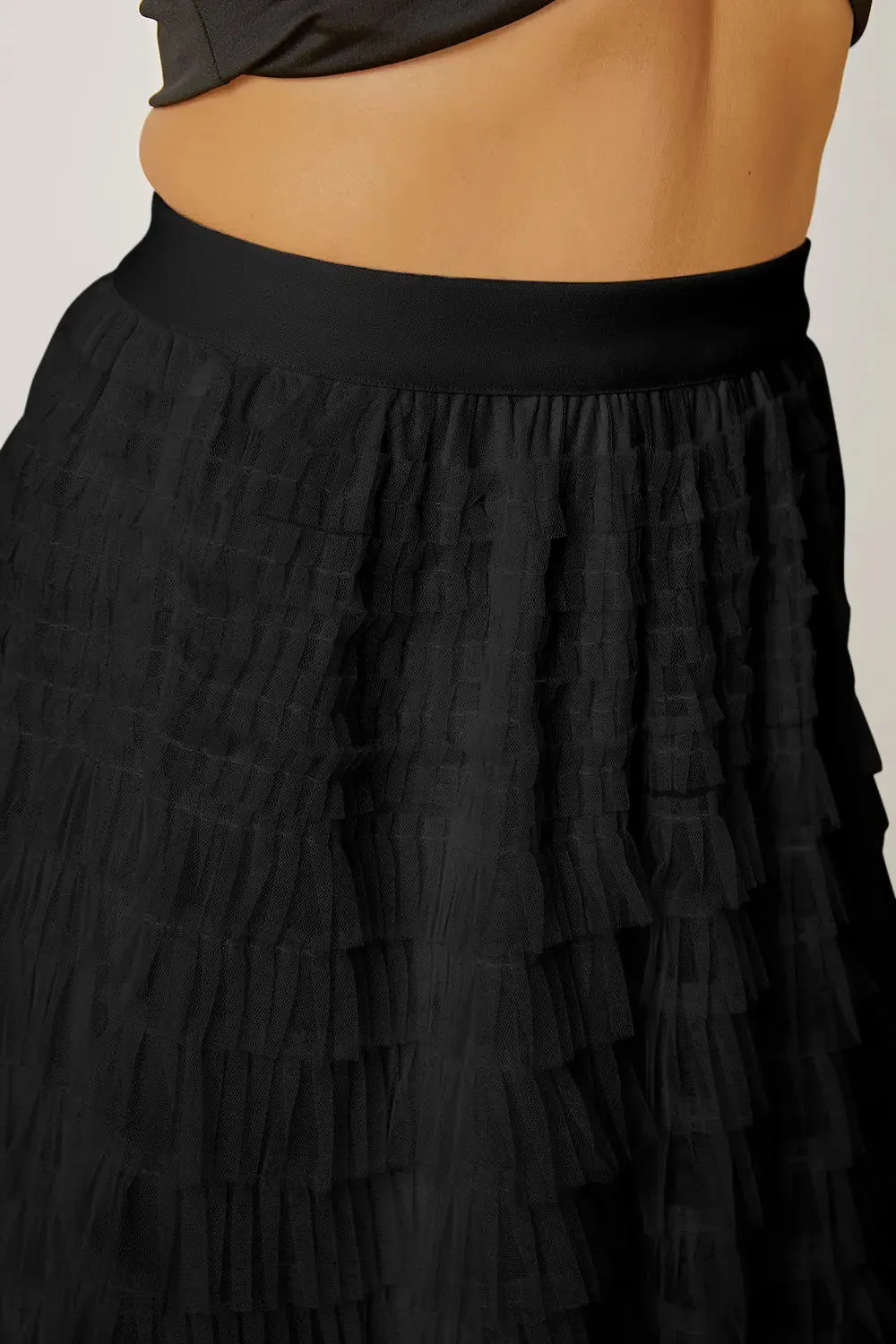 'Milena' Ruched High Waist Tiered Skirt