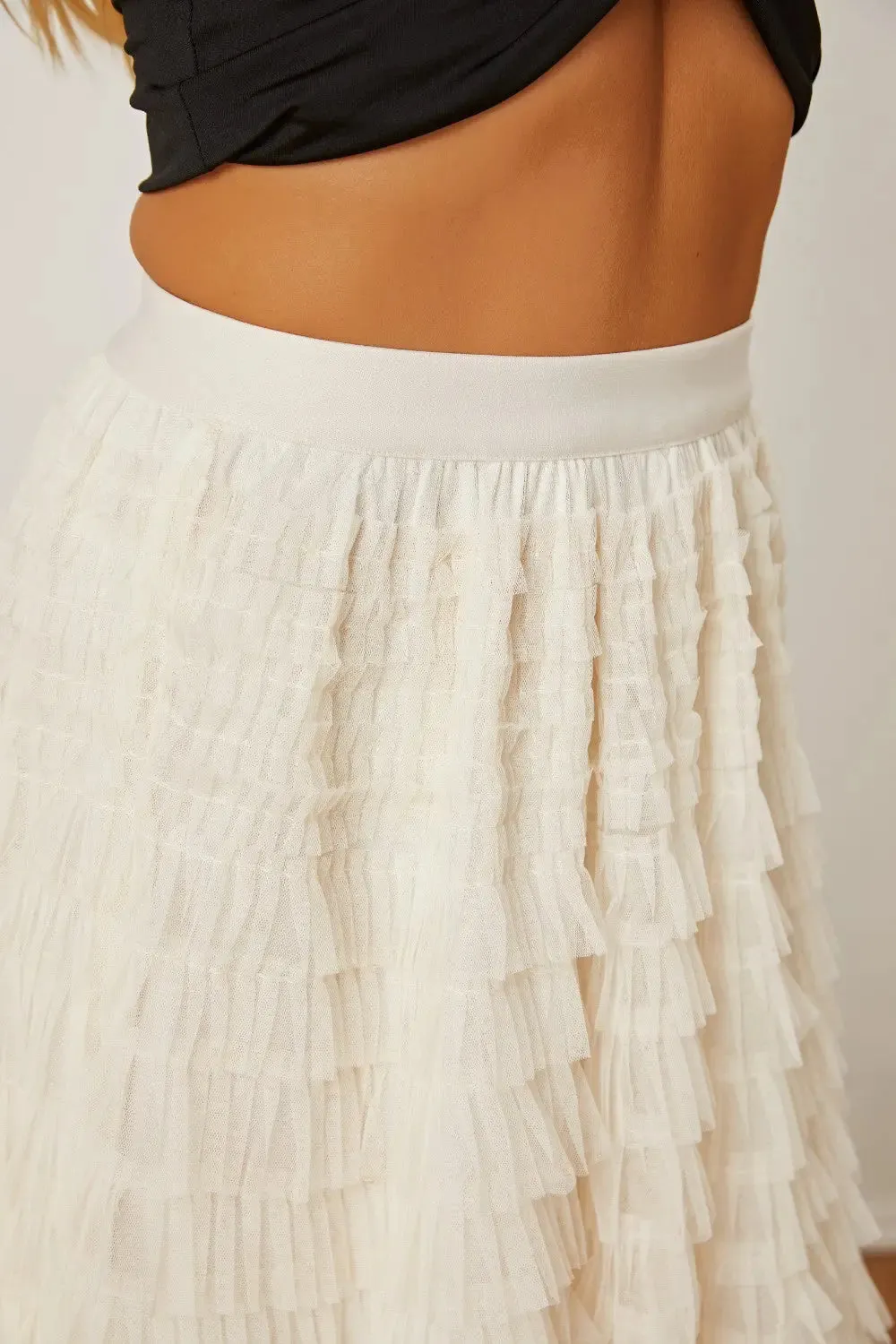 'Milena' Ruched High Waist Tiered Skirt