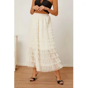 'Milena' Ruched High Waist Tiered Skirt