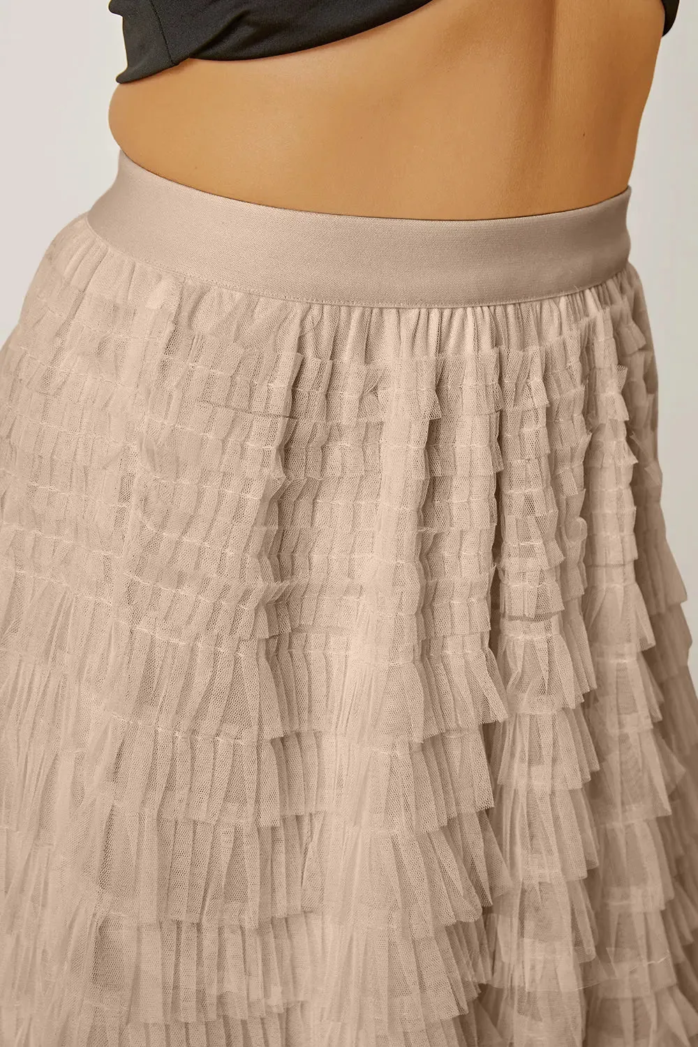 'Milena' Ruched High Waist Tiered Skirt
