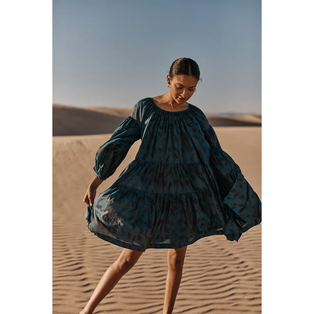 Mini Mumtaz- Peacock Blue Silk Ikat