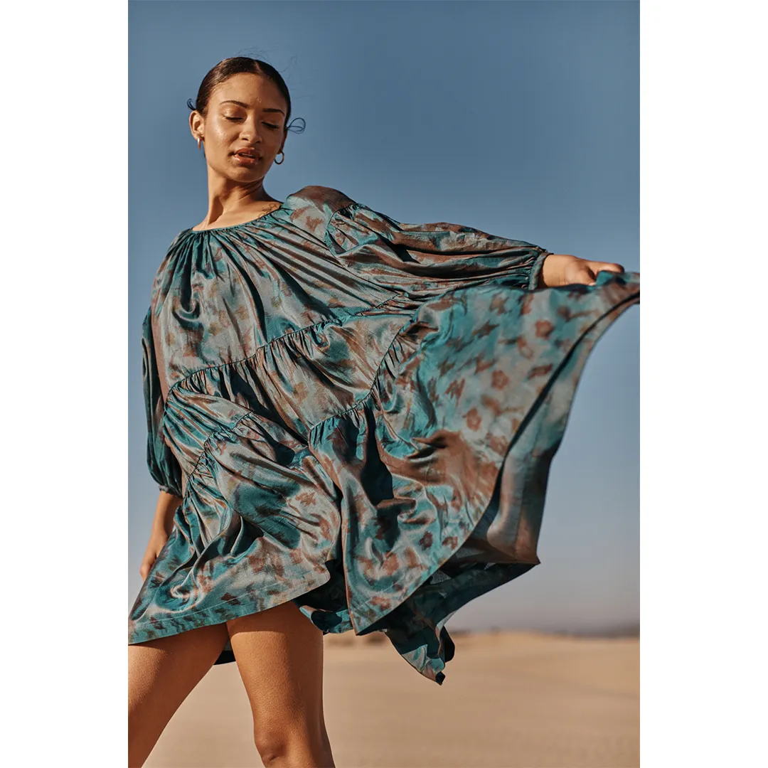 Mini Mumtaz- Peacock Blue Silk Ikat