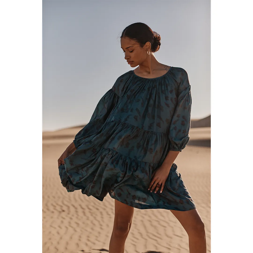 Mini Mumtaz- Peacock Blue Silk Ikat