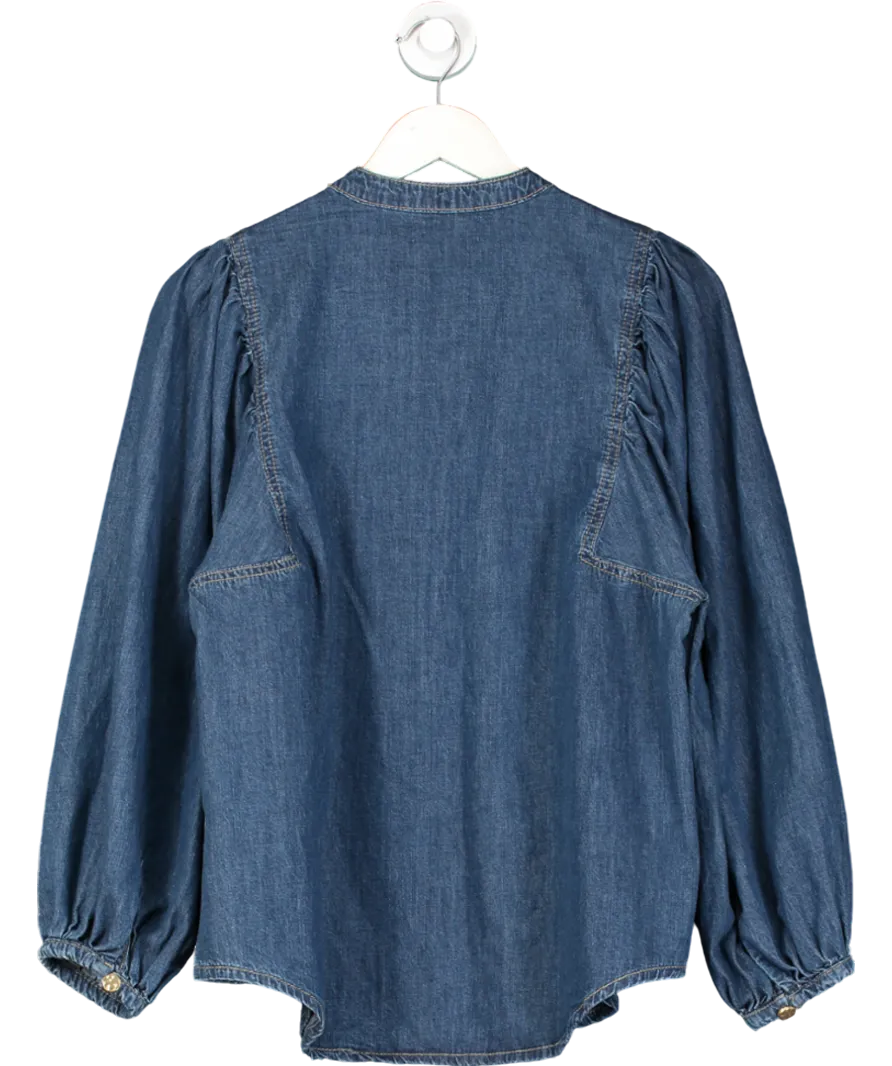 Mint Velvet Blue Puff Sleeve Denim Blouse UK S