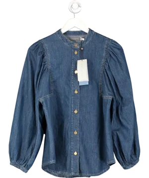 Mint Velvet Blue Puff Sleeve Denim Blouse UK S