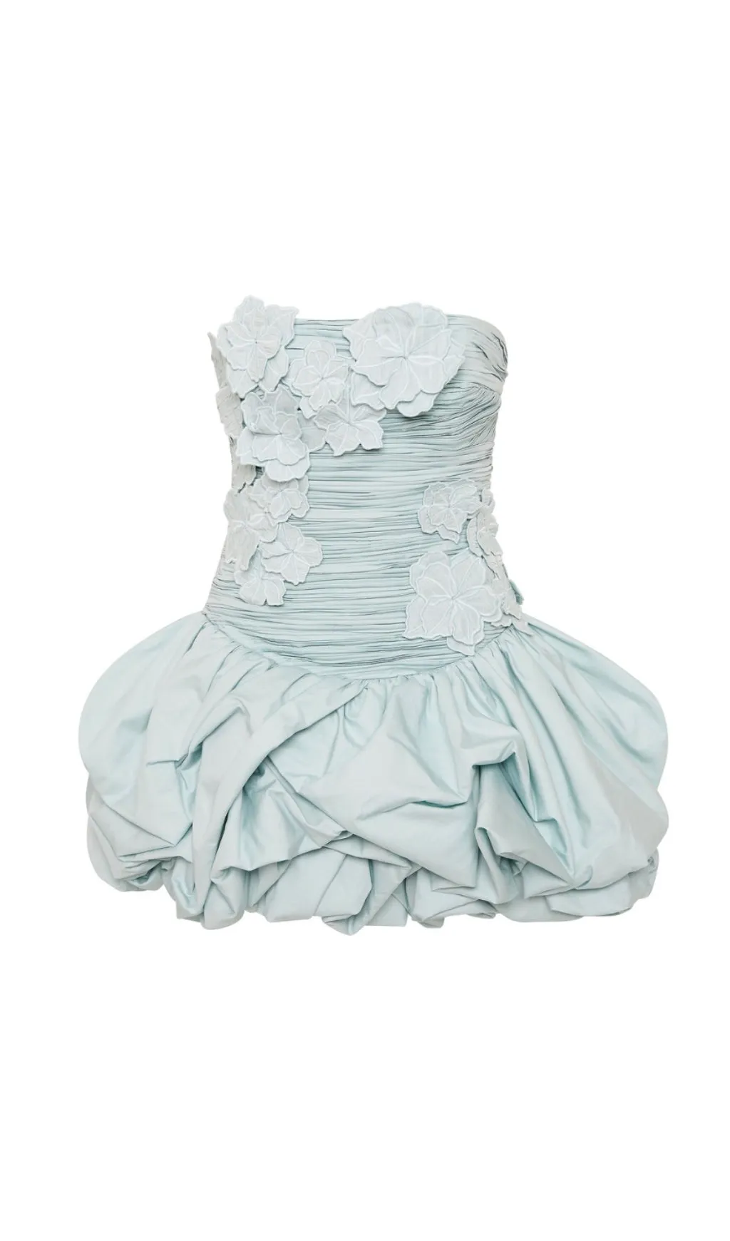 moira floral strapless Puffy mini dress in blue