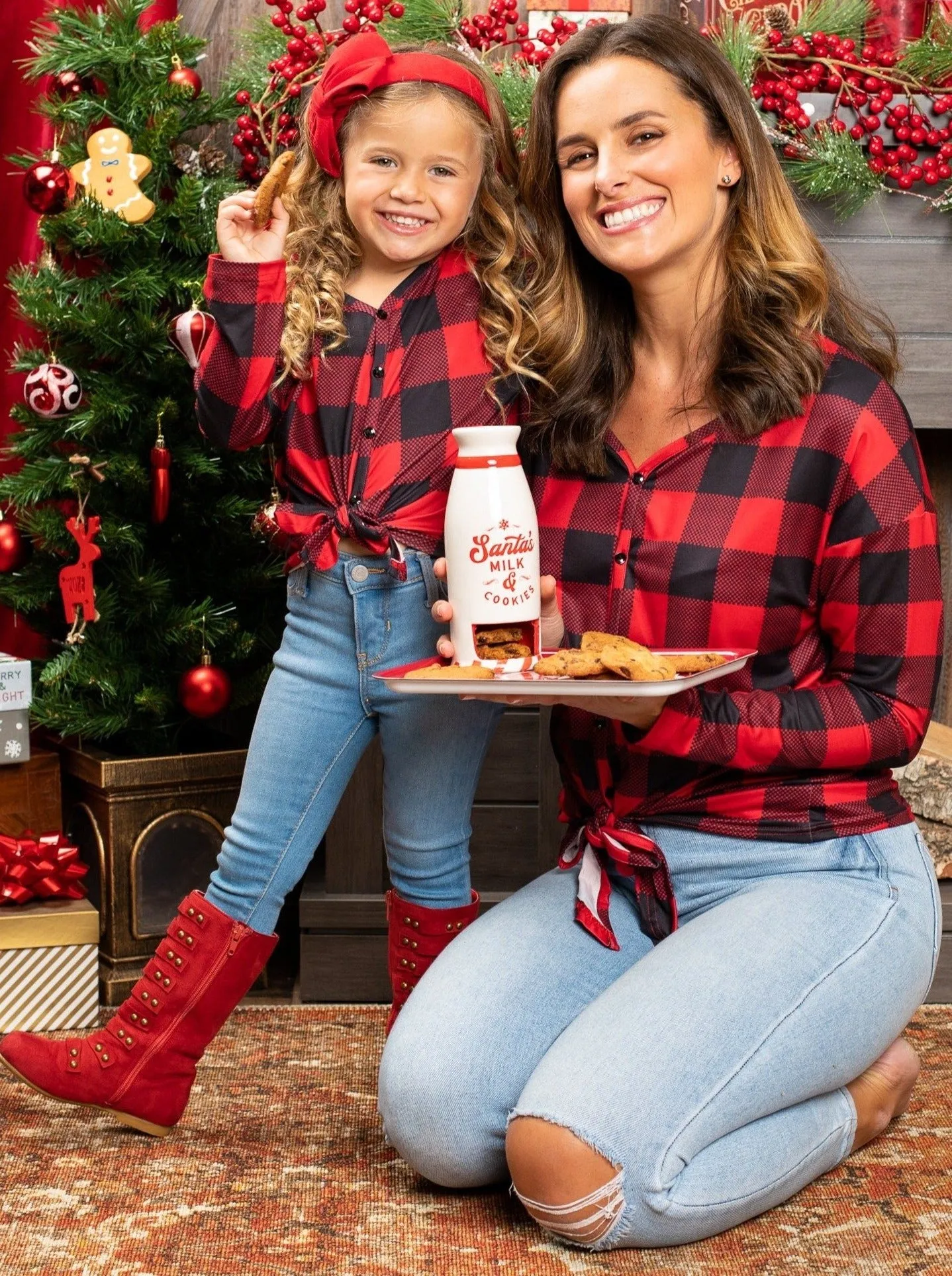 Mommy and Me Glad In Plaid Knot Hem Top