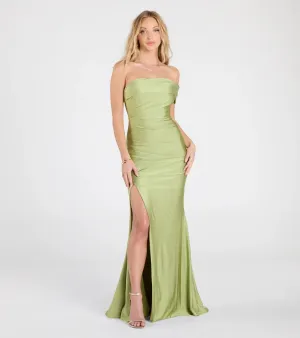 Mona Strapless Slit Mermaid Formal Dress