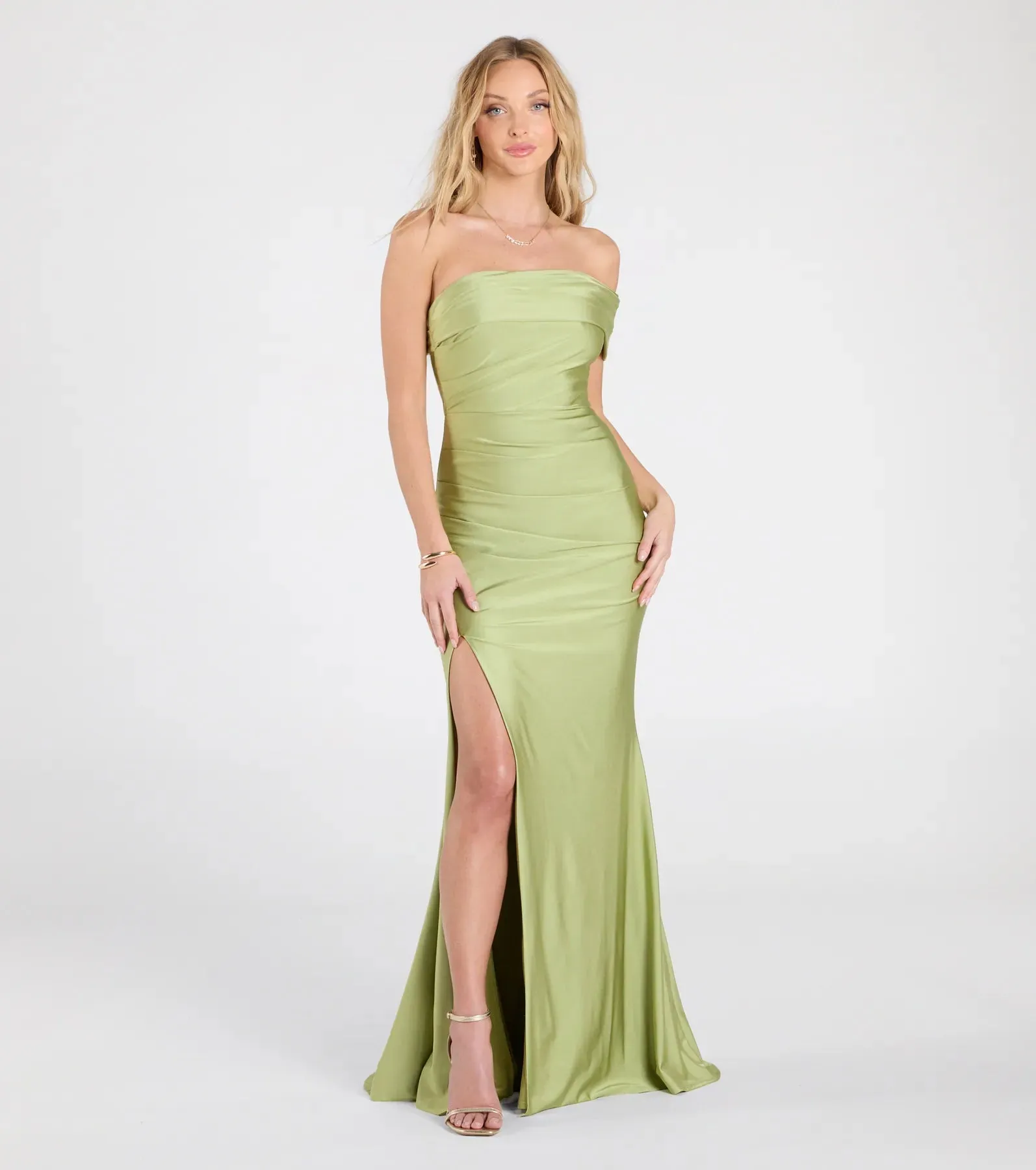 Mona Strapless Slit Mermaid Formal Dress
