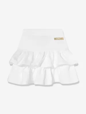 Moschino Girls Ruffle Skirt in White