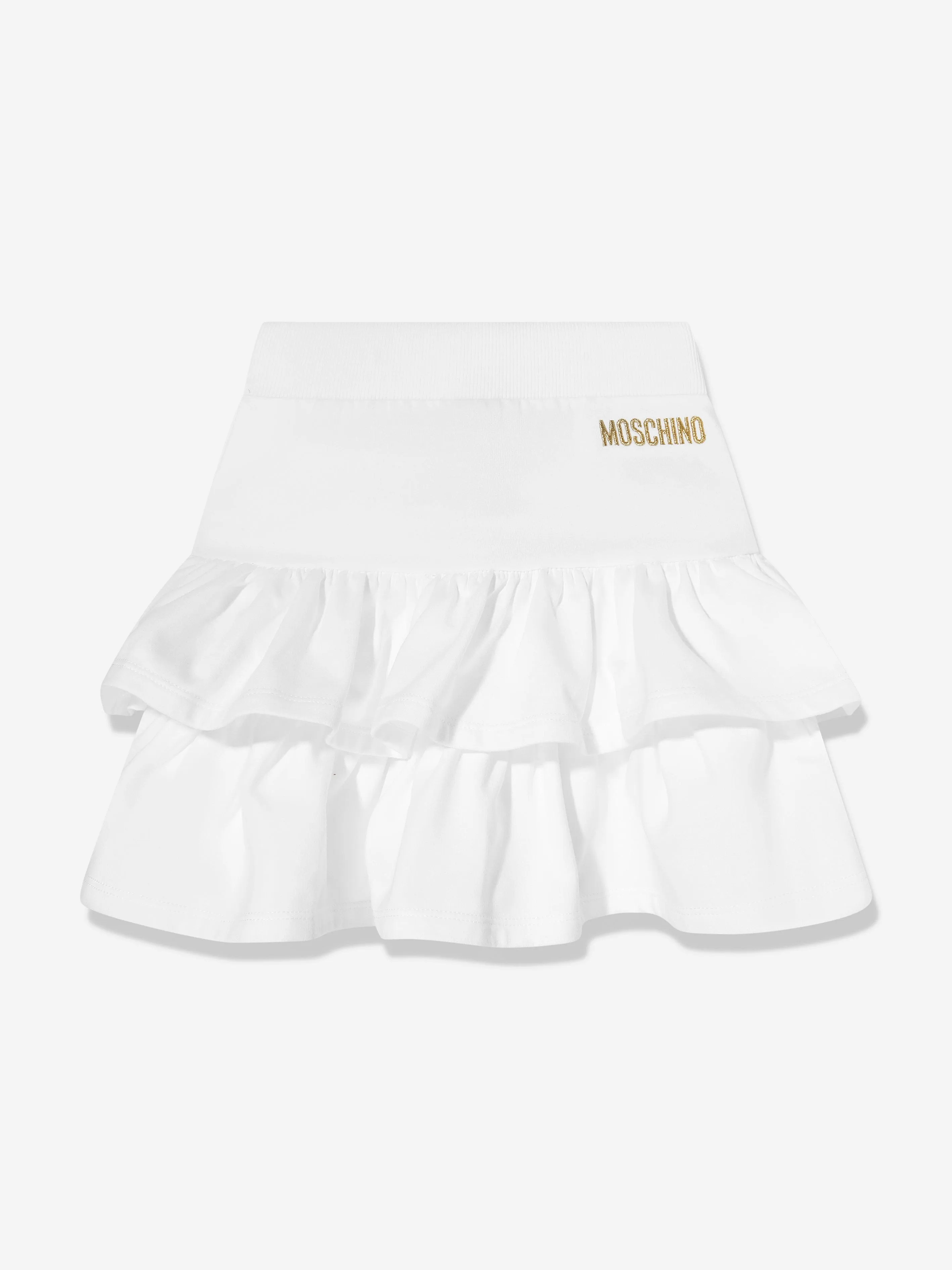 Moschino Girls Ruffle Skirt in White