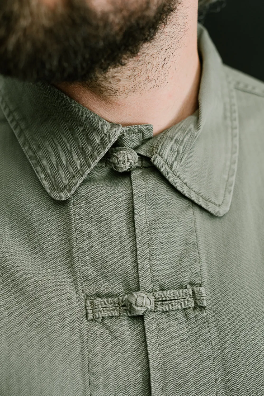 MSP-4019 - Chambray Kung Fu Jacket - Army Green