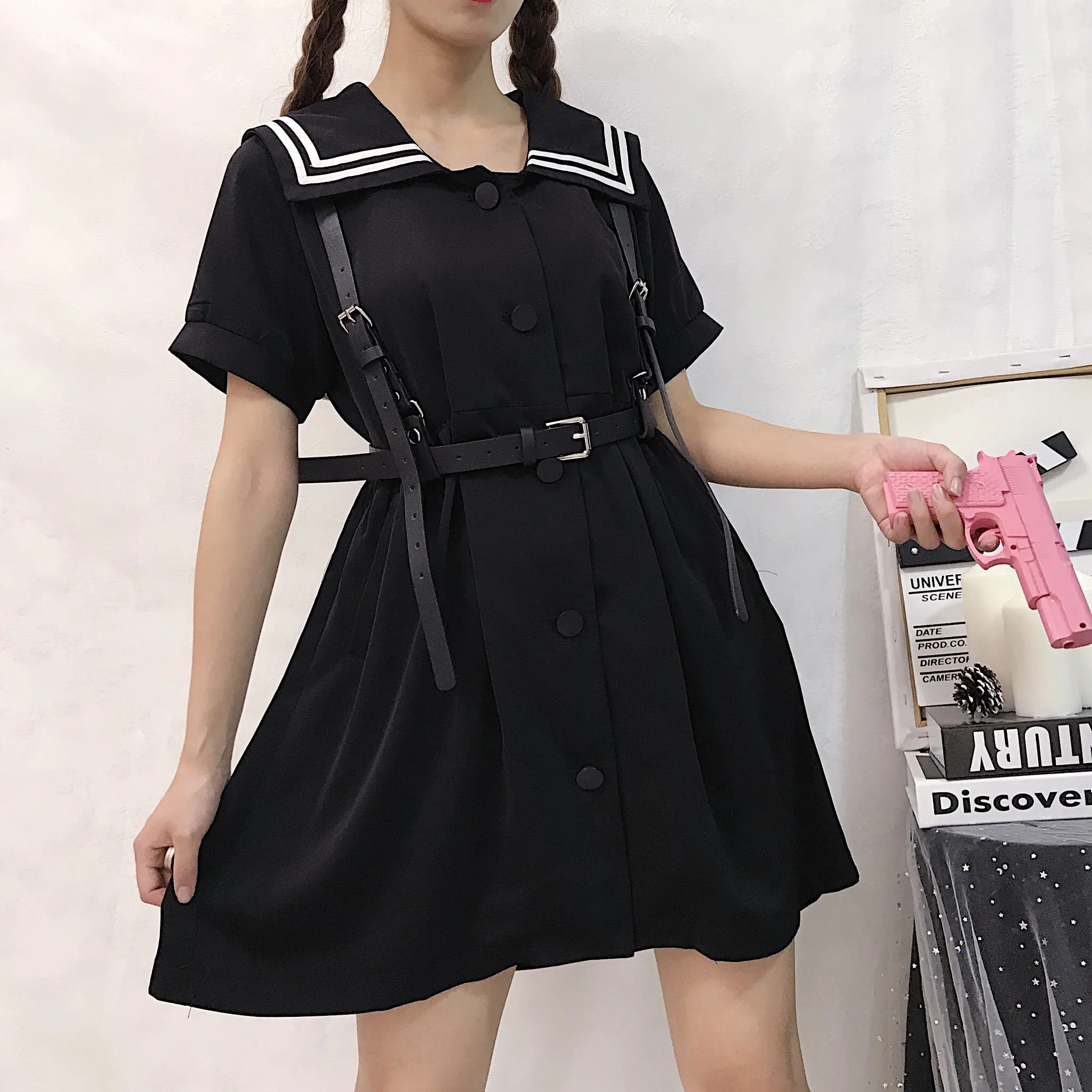 Navy black dress KF9351