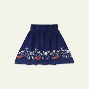 Navy Floral Applique Skirt