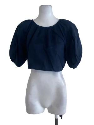 Navy Linen Crop Top TEM