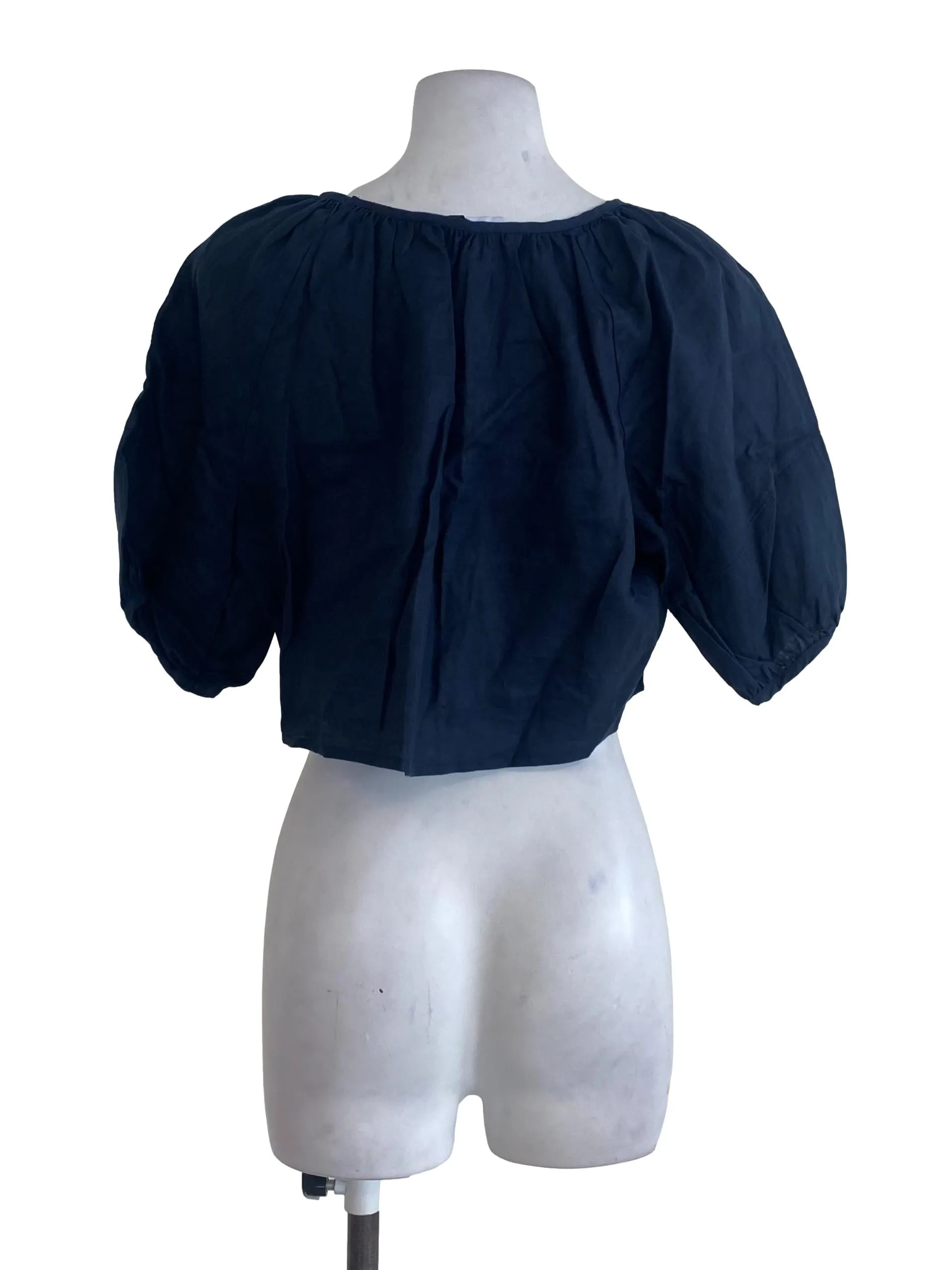 Navy Linen Crop Top TEM