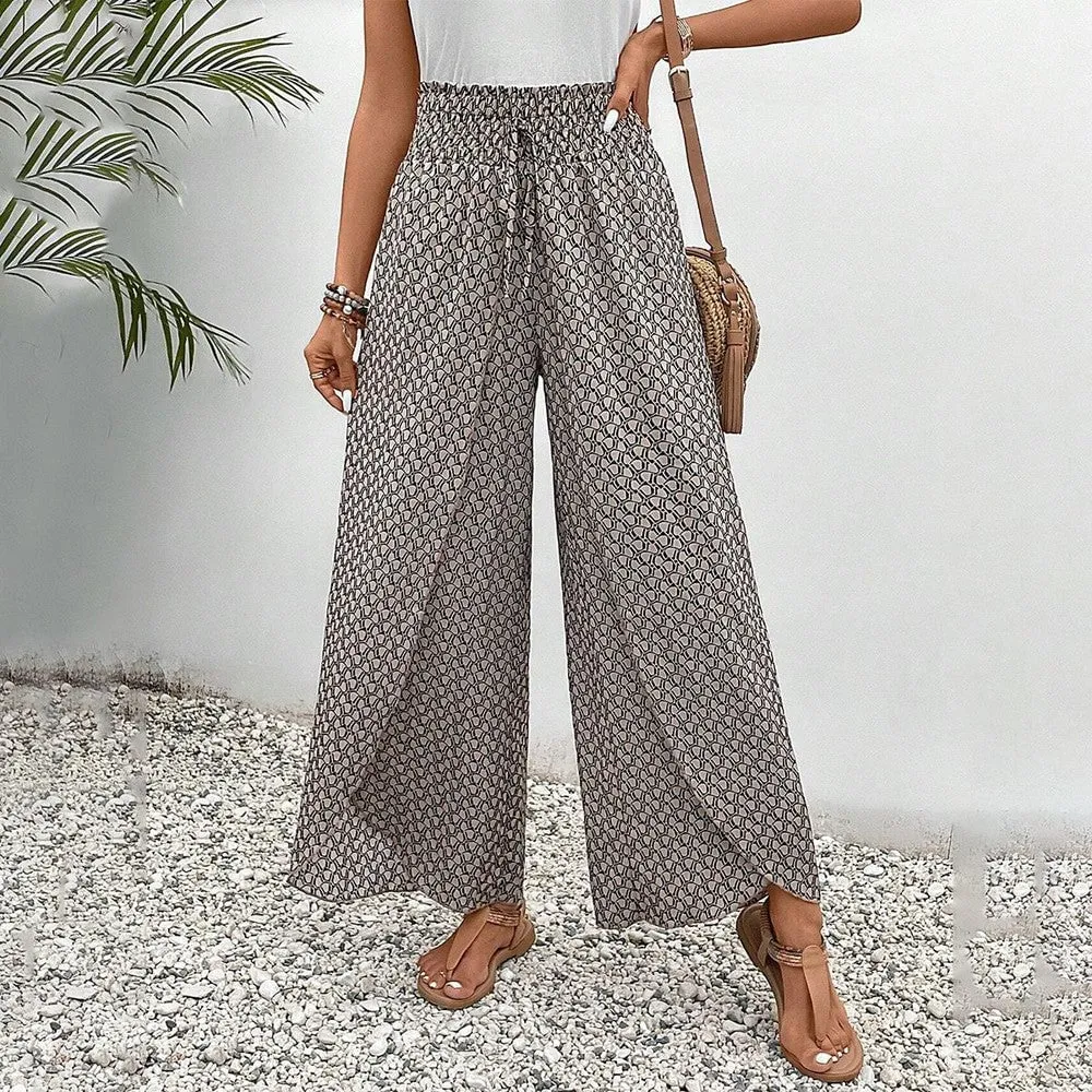 NEW Bovuf Black Print Elastic Drawstring Waistband Pants, Sz M, Retails $75