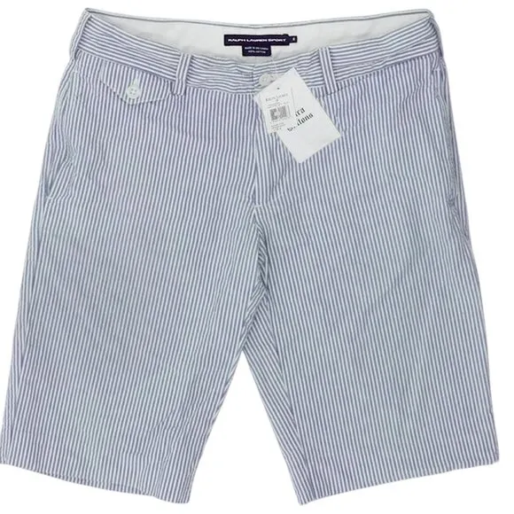 NEW Polo Ralph Lauren Womens Seersucker Shorts! Size 6  Navy Blue &amp; White Stripe