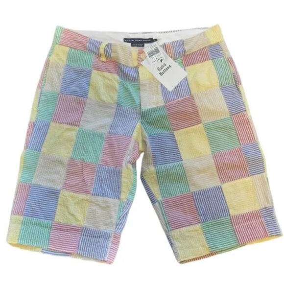 NEW Polo Ralph Lauren Womens Seersucker Shorts! Size 8 Colorful Patchwork Plaid