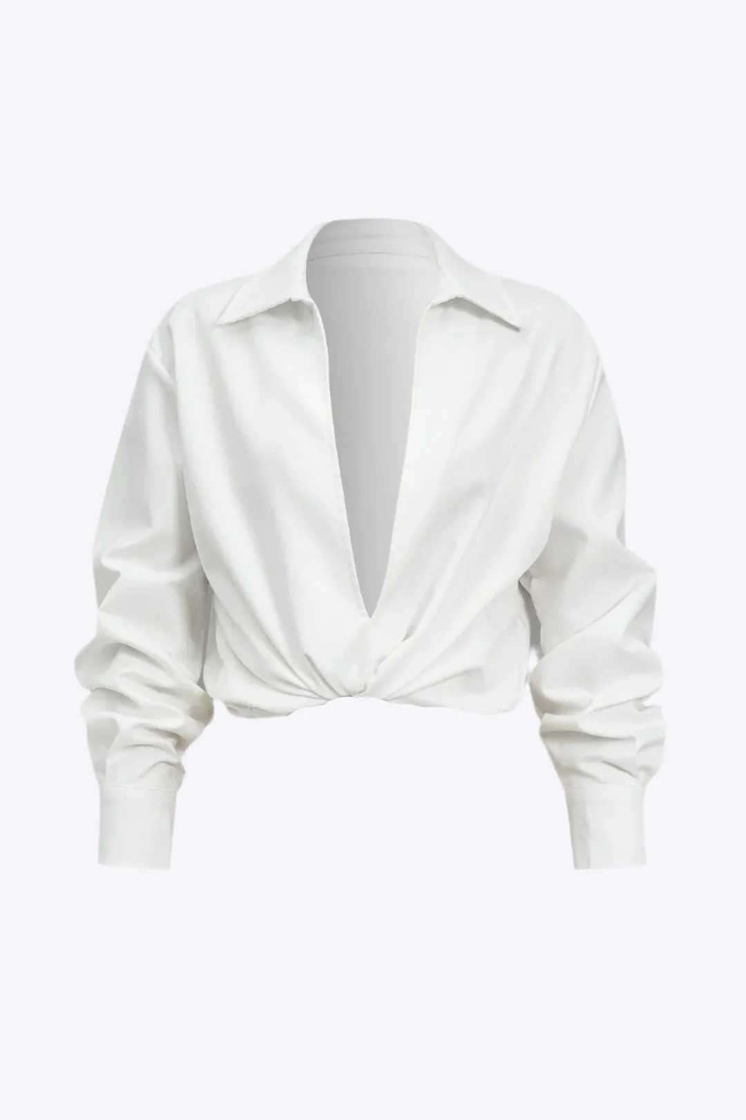 Nicola - Classic V Neck Solid Style Woman's Long-Sleeve Shirt