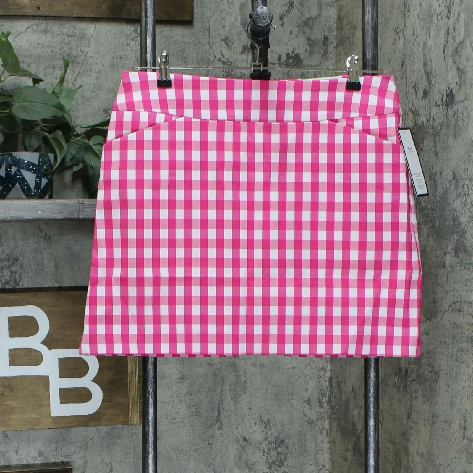 NWT Charter Club Petite Gingham Pull On Skort. 100093709PT Petite Large