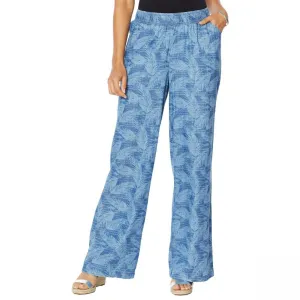 NWT DG2 By Diane Gilman Womens SoftCell Denim Wide-Leg Pant. 720894-Plus Plus 1X