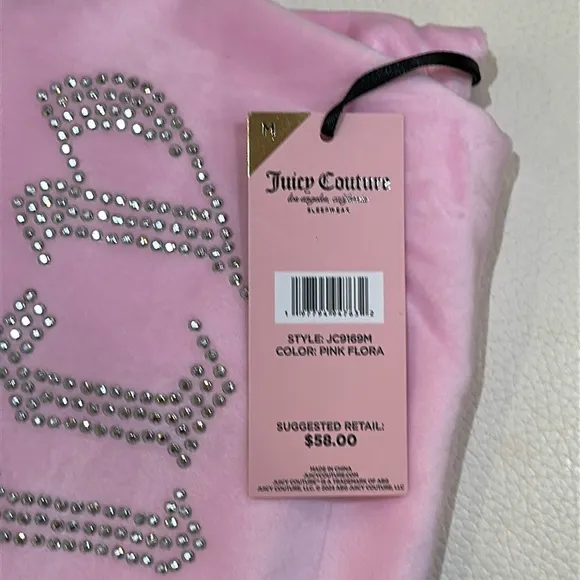 NWT JUICY COUTURE 2pc Velvet Lounge Set With Rhinestone Details in Pink Floral