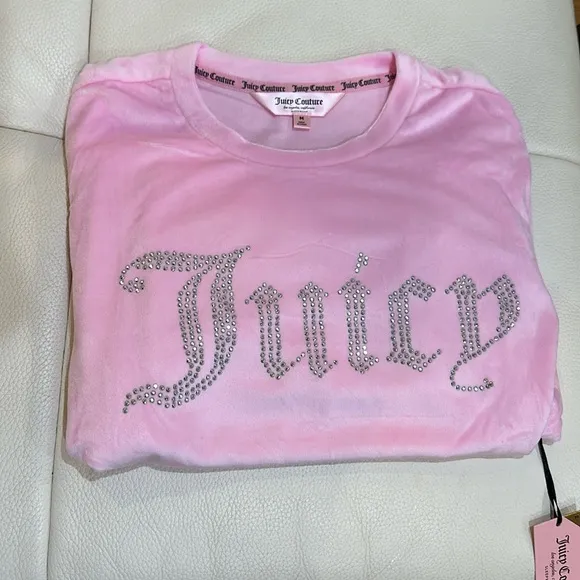 NWT JUICY COUTURE 2pc Velvet Lounge Set With Rhinestone Details in Pink Floral