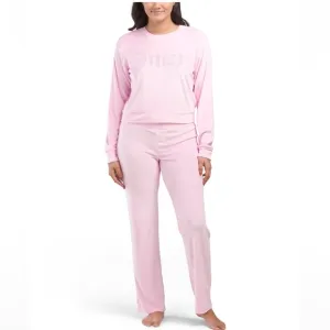 NWT JUICY COUTURE 2pc Velvet Lounge Set With Rhinestone Details in Pink Floral